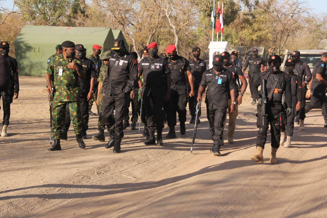 Lt Gen TY Buratai going round the Nigerian Army Training Area Falgore when he visited the area to assess the final screening exercise for 80 regular recruit intake on the 11th of January 2021