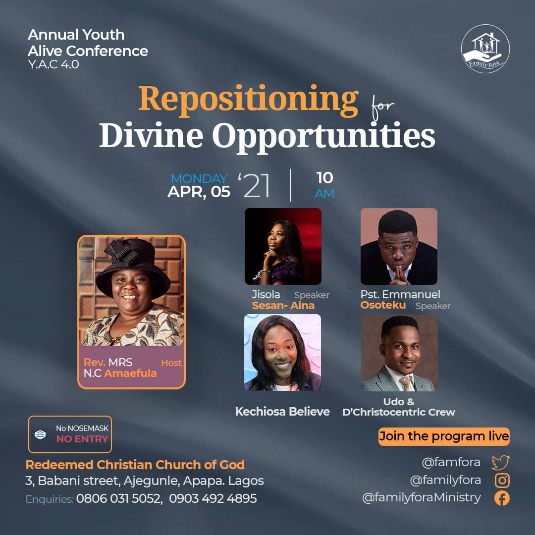 FAMILY FORA MINISTRY HOLDS HER FOURTH ANNUAL YOUTH ALIVE CONFERENCE ON EASTER MONDAY