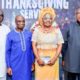 L-R: Former Chairman, Board of Directors, Fidelity Bank Plc, Mr. Ernest Ebi; Executive Director, Lagos & South-West, Fidelity Bank Plc, Dr. Ken Opara and his wife; Former Executive Governor, Anambra State, Peter Obi; at the thanksgiving Service organised by Dr. Ken Opara and family in Lagos ...Sunday