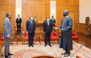 NAOSRE Grand Patron, Ambassador Tukur Buratai, Received By President Patrice Talon As He Resumes In Benin Republic