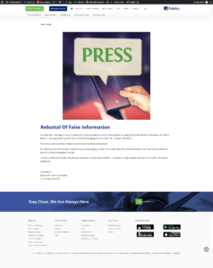 FIDELITY BANK: REBUTTAL OF FALSE INFORMATION