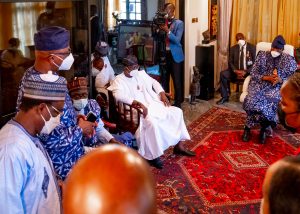 BUHARI VISITS SHONEKAN'S FAMILY IN LAGOS
