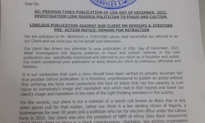 PREMIUM TIMES ORDERED TO RETRACT DEFAMATORY STATEMENT