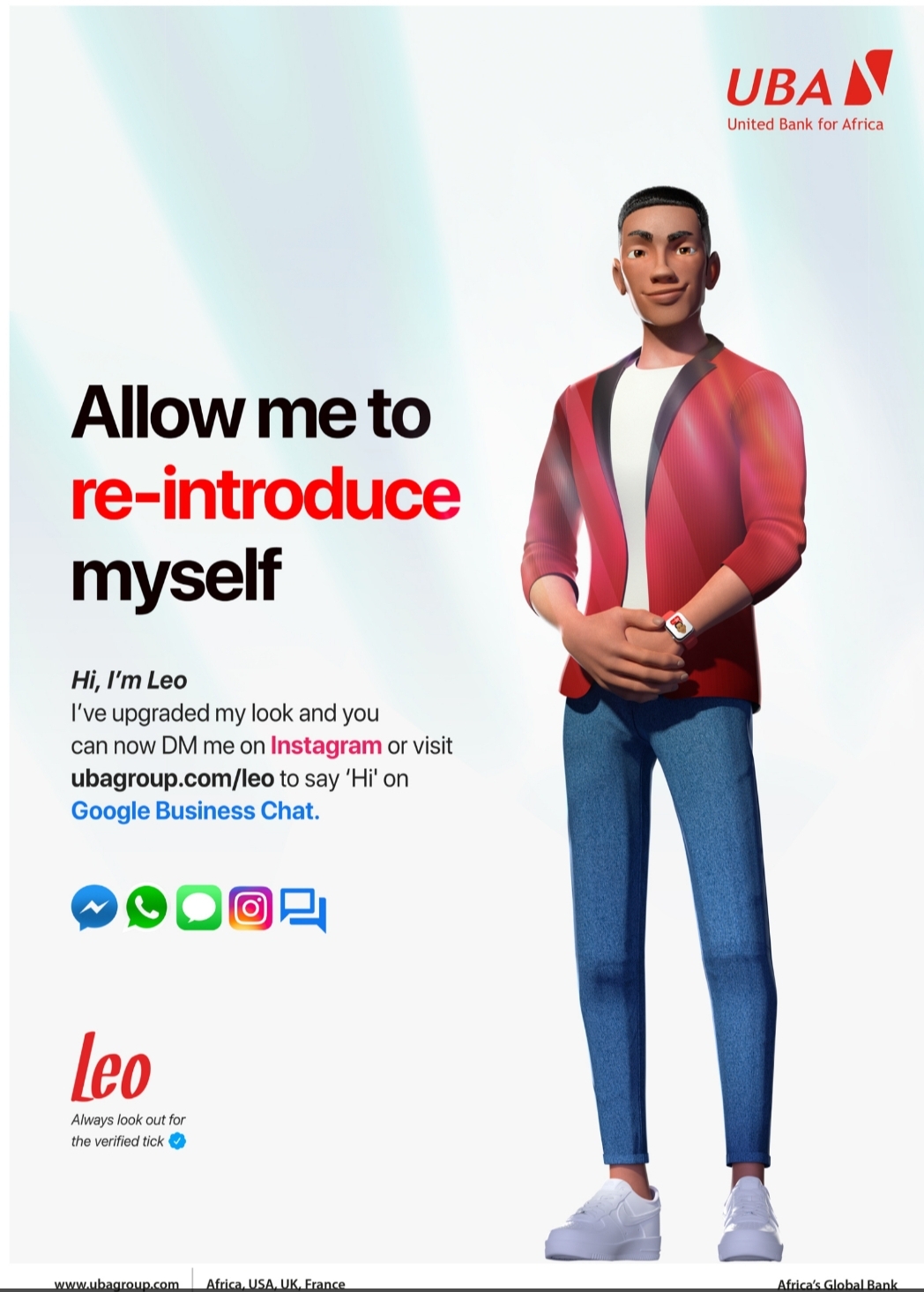 UBA Upgrades Chatbot features, as Leo launches service on Google Business Chat, Instagram