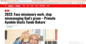 Primate Ayodele’s Prophecy On VP Yemi Osinbajo, Tunde Bakare’s Presidential Ambition Fulfilled