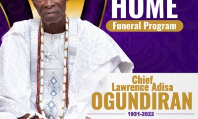 Pa Lawrence Ogundiran to be buried in Ibadan this weekend