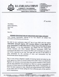 Buratai demands retraction, apology from Sahara Reporters over publication (Doc)