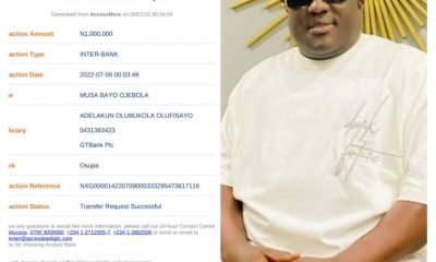 EID-EL-KABIR : FUJI STAR, KING (DR) SAHEED OSUPA, DONATES A WHOOPING ONE MILLION NAIRA TO PRINCE ADEMOLA ADELAKUN