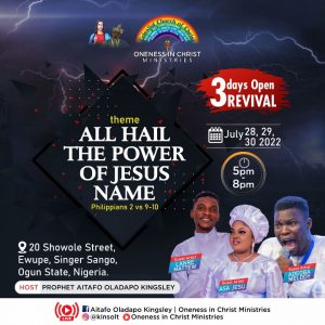 Prophet Oladapo Kingsley organizes a 3 days open revival