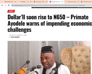 All Primate Ayodele Prophesied About Nigeria’s Woeful Economy That Have Come To Pass