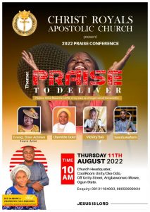 All Set for Christ Royals Apostolic Church Praise Conference