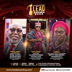 Mrs. Betty Akeredolu to Speak At 2022 Lead Awards, Ondo State Deputy Governor, Deji of Akure Others To Attend