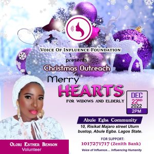 Voice Of Influence Foundation Presents Christmas Outreach For widows, Elderly
