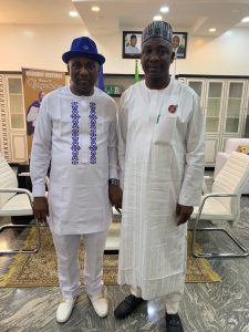NFF President, Ibrahim Gusau Hosts Primate Ayodele, Presents Customized Jersey