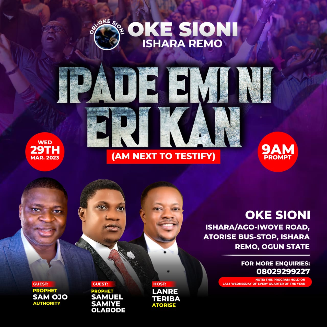 Prophet Sam Ojo, Prophet Samiye and others to Grace Lanre Teriba's Oke-Sioni 