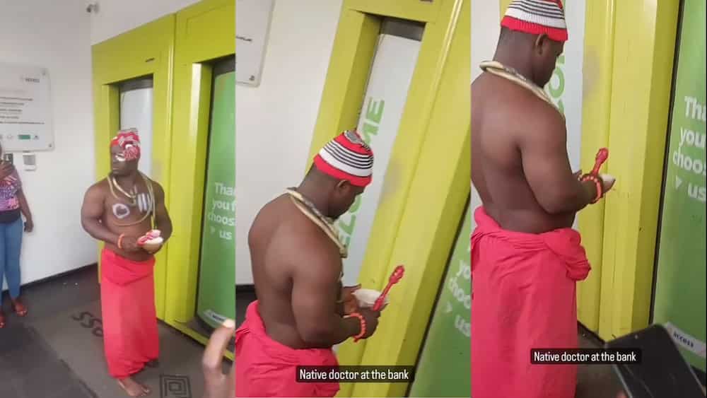 Native doctor storms Access Bank with Juju ( Video)