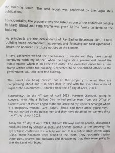 Idumota Demolished Building: Alhaji Nollah Acted Correctly, Govt Already Marked Distressed Building, Family Speaks