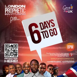 GENESIS GLOBAL UK : JUST 6 DAYS TO GO AS PROPHET ISRAEL OLADELE OGUNDIPE STORM UK WITH PROPHETIC DECLARATION INVASION NIGHT (Video)