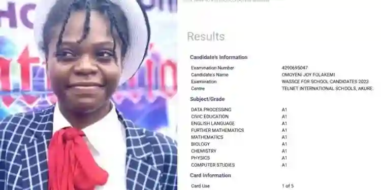 Breaking: Ondo Student, Omoyeni Joy Folakemi Makes 9As In WAEC, 338 In JAMB, 1400/1600 In SAT