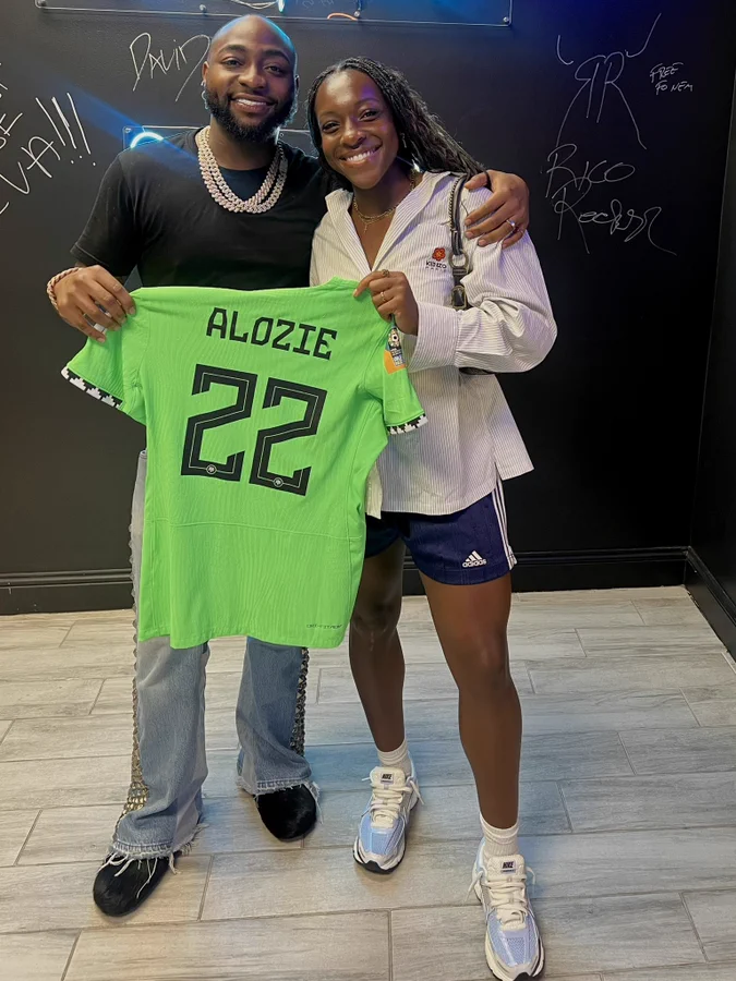Super Falcons Player, Michelle Alozie Meets Davido, Nigerians React