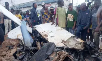 JUST IN: Uproar as helicopter crashes into building in Lagos [VIDEO]