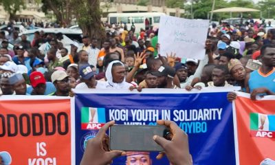 Gov poll: Kogi youths storm INEC headquarters, back election outcome . Warn 'bad losers' against blackmailing umpire . Vow to occupy INEC 'as long as necessary