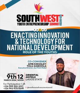 Lagos State to Host Southwest Youth Entrepreneurship Summit 2024