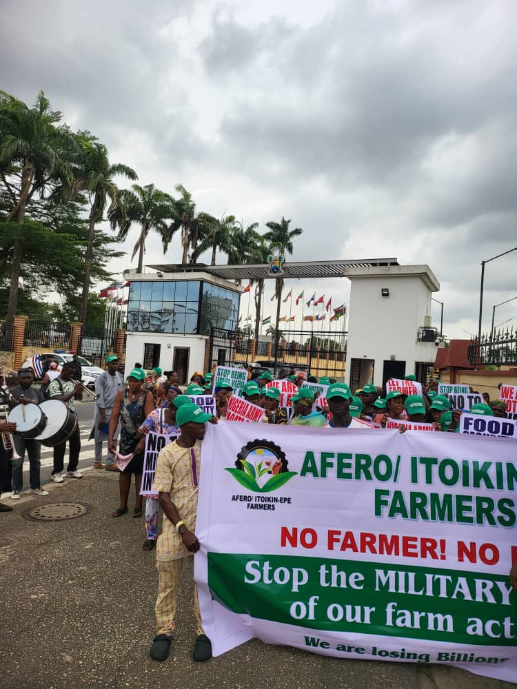 Afero Farmers protest displacement from Government allocated farmland in Lagos by Nigerian Military