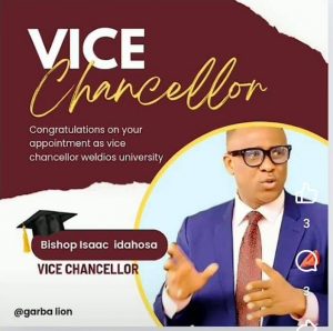 NNPP’s Vice Presidential candidate, Bishop Idahosa appointed Vice Chancellor of Weldious University, Cotonou*