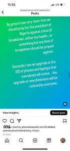 Prophet Kingsley Aitafo thanks God for his faithfulness for averting the plans of the enemy against President Tinubu