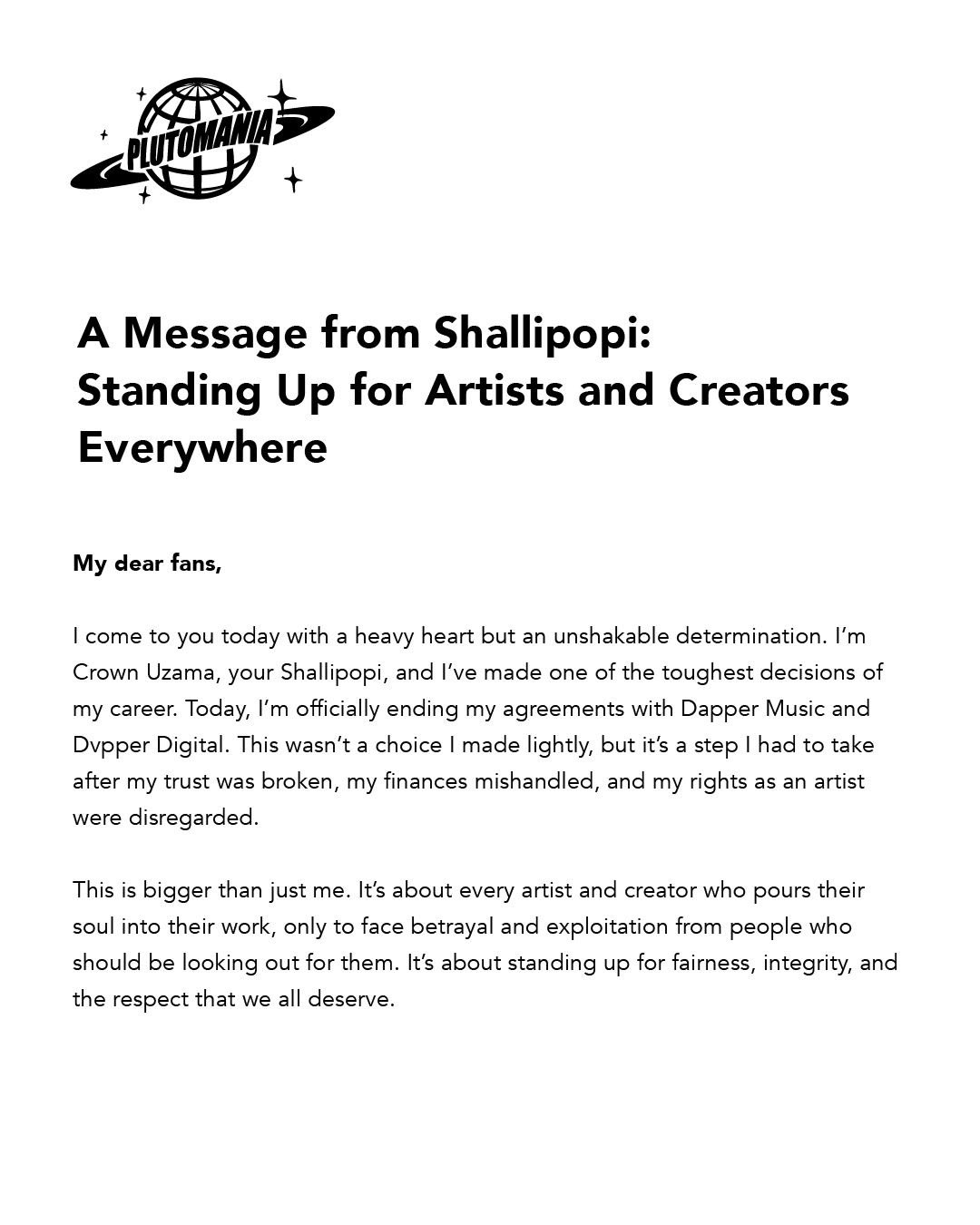 Shallipopi Ends Ties with Dapper Music, Cites Financial Mismanagement