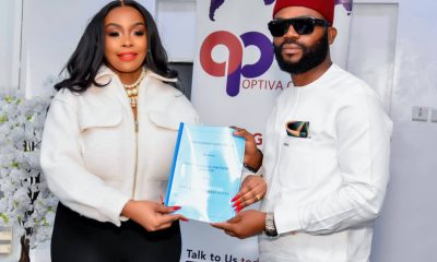 L-R Dr. Jane Kimemia, CEO, Optiva Capital Partners and Chief Austin Ugochukwu Albert, Chairman, Loft & Keys LLC during the partnership agreement signing between Optiva Capital partners and Loft & keys LLC at Optiva's headquarters in Lagos