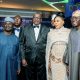 R-L: Mr. Babajide Sanwo-Olu, Executive Governor of Lagos State; Lady Ada Chukwudozie, Chairman, Keystone Bank Limited; Mr. Hassan Imam, Managing Director and CEO, Keystone Bank Limited and guests at the Bank's end-of-year Customer Dinner, themed 'Celebrating Partnership', held at Eko Hotel & Suites, Victoria Island, Lagos, on Friday, December 13, 2024.