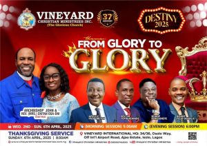 VINEYARD Christian Ministries Inc Set for Historic 37th Anniversary Celebration with "From Glory to Glory"