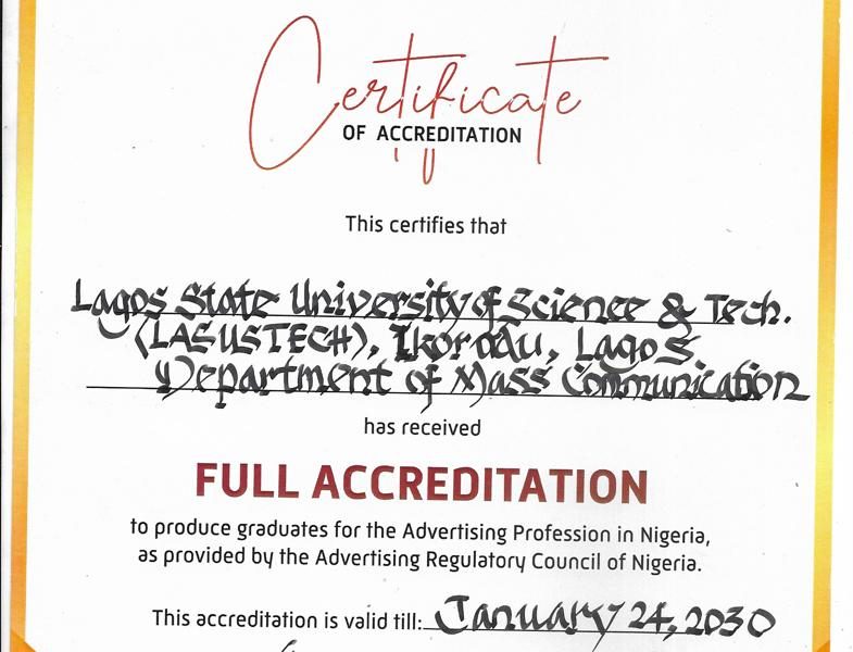 Milestone Achievement: LASUSTECH Mass Communication Department Secures ARCON Nod