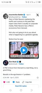 Tech Titan vs. Trade Warrior: Musk Slams Navarro, Rejects Trump’s Tariff Plan