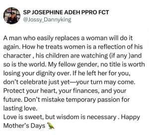 FCT Police PRO Warns Women: ‘No Title Is Worth Losing Your Dignity Over!’"