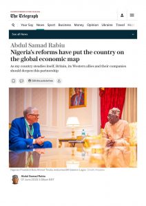 Nigeria’s reforms have put the country on the global economic map
By Abdul Samad Rabiu 