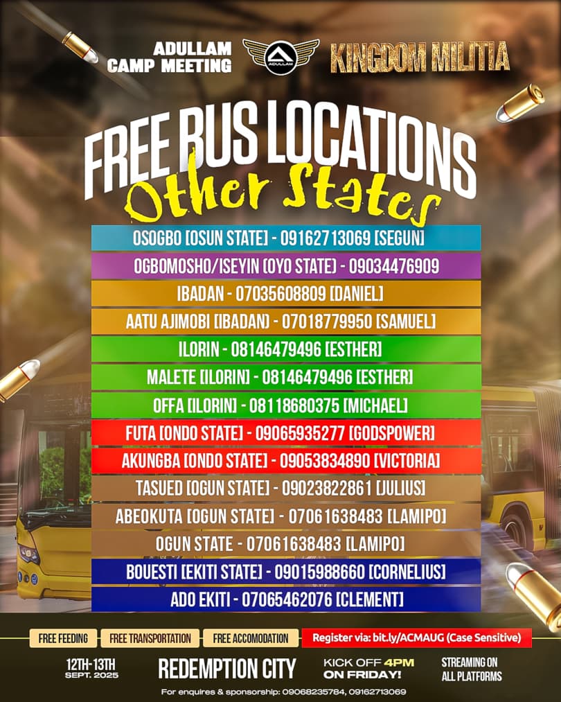 Adullam Camp Meeting 2025: “Kingdom Militia” Set to Hold at Redemption City