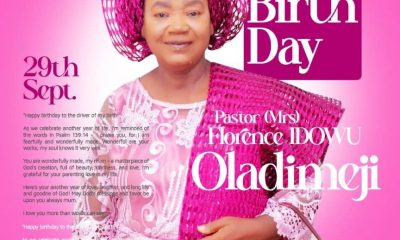 Popular gospel artiste Oladimeji Emmanuel, aka Image, extols mother, Pastor Mrs Florence Idowu Oladimeji on her birthday.