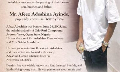 Remembering Afeez Adeshina “Destiny Boy” : A Life of Promise, Music, And Quiet Impact ~ 1ST ELEVEN9JA TV By Alhaji Arems (Baba Fuji)