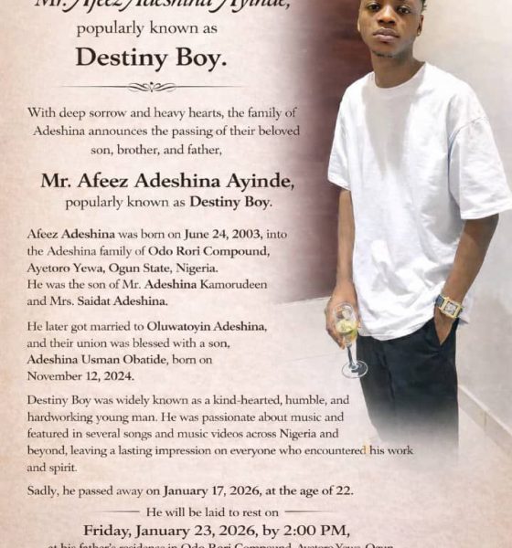 Remembering Afeez Adeshina “Destiny Boy” : A Life of Promise, Music, And Quiet Impact ~ 1ST ELEVEN9JA TV By Alhaji Arems (Baba Fuji)