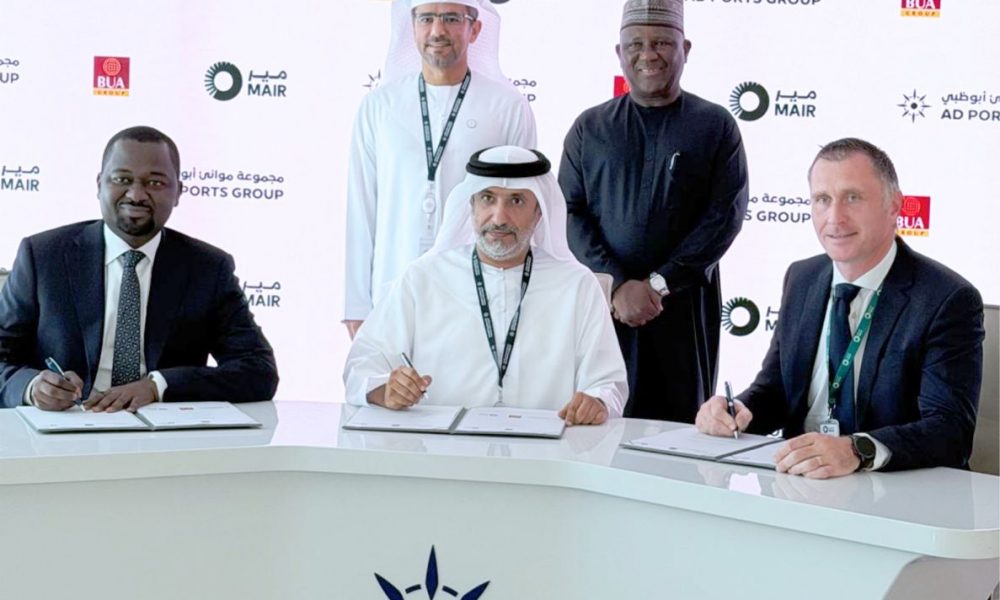 Photo Caption: BUA GROUP, AD PORTS GROUP AND MAIR GROUP SIGN MOU TO EXPLORE COLLABORATION IN SUGAR REFINING, AGRO-INDUSTRIAL DEVELOPMENT, AND INTEGRATED GLOBAL LOGISTICS SOLUTIONS L-R: Kabiru Rabiu, Group Executive Director, BUA Group; Cpt. Mohammed J. Al Shamisi, MD/Group CEO, AD Ports Group; Saif Al Mazrouei, CEO (Ports Cluster) AD Ports Group; Abdul Samad Rabiu, Founder/Executive Chairman, BUA Group; and Steve Green, Group CFO, MAIR Group