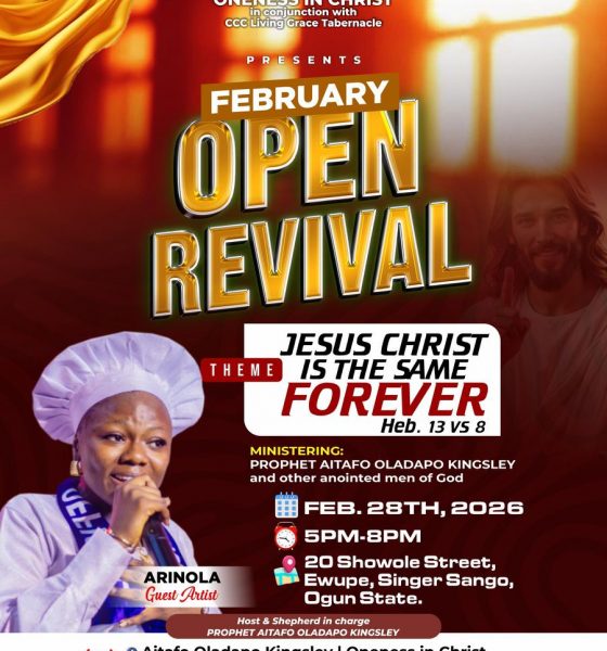 ANOTHER PROPHECY FULFILLMENT BY PROPHET KINGSLEY AITAFO OVER THE EXIT OF DR. KENOLY, ANNOUNCING FEBRUARY’S OPEN PROPHETIC REVIVAL