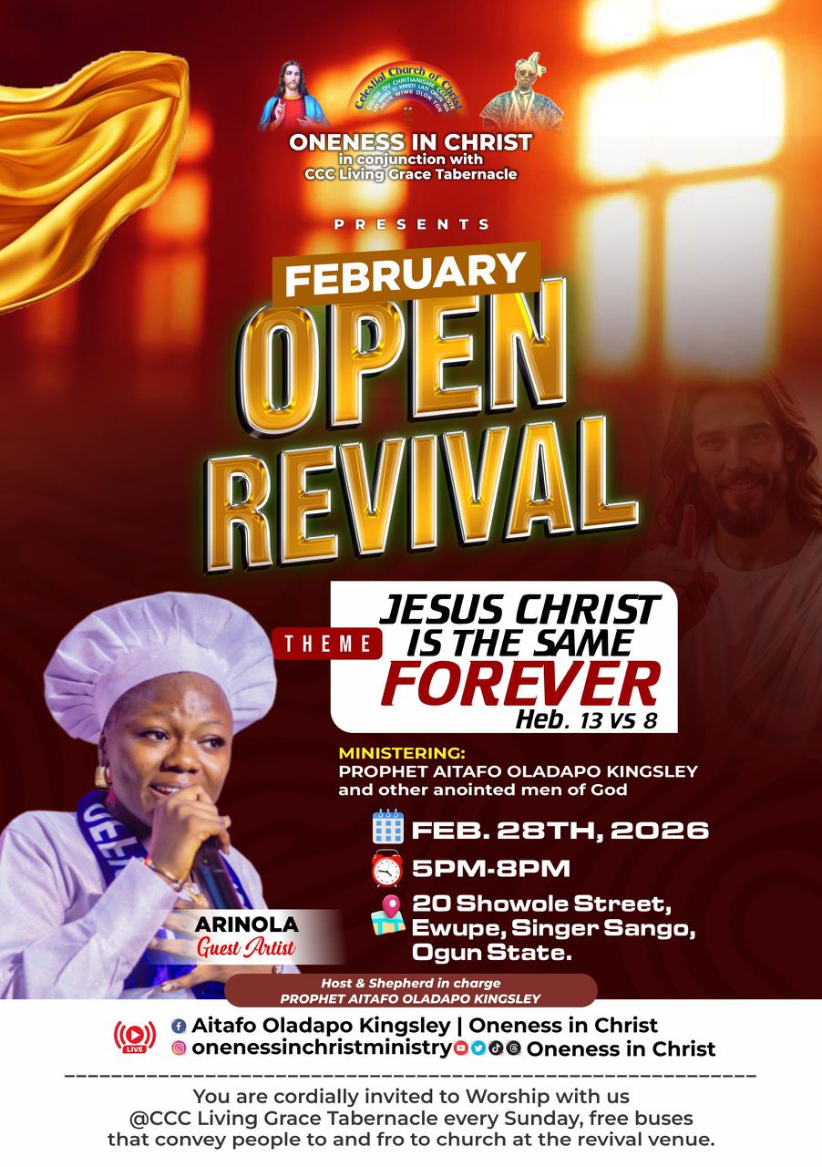 ANOTHER PROPHECY FULFILLMENT BY PROPHET KINGSLEY AITAFO OVER THE EXIT OF DR. KENOLY, ANNOUNCING FEBRUARY’S OPEN PROPHETIC REVIVAL